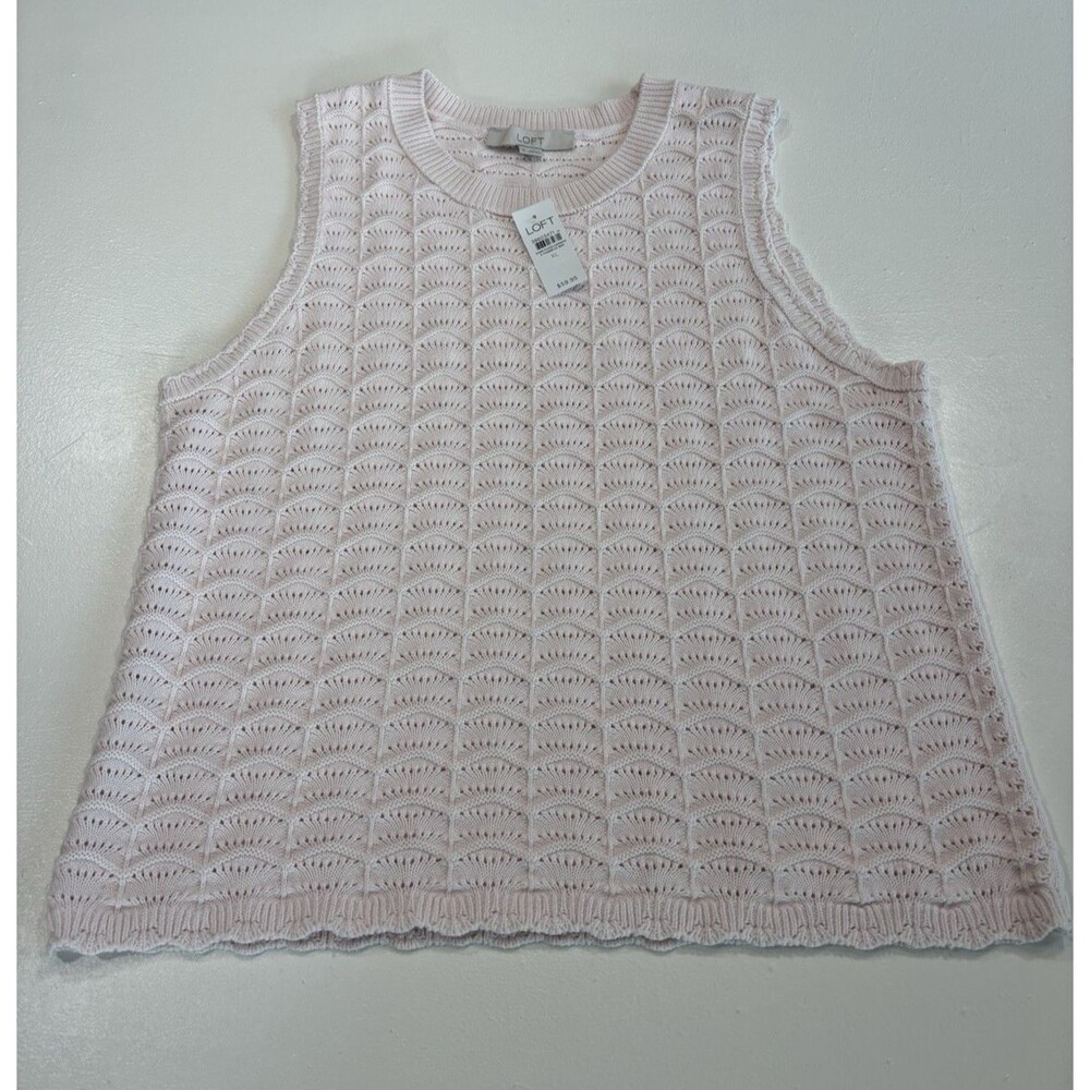 Loft Woman's XL Knit Sweater Vest Soft Pink NWT Cotton